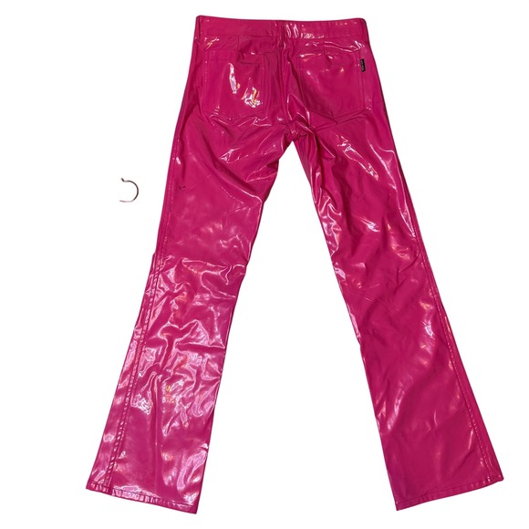 Tripp NYC hot pink faux leather vinyl y2k rave festival emo womens pants size 7 - Picture 2 of 8